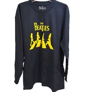 The Beatles Branded Long Sleeve Tee Graphic Tee Band Tee Navy Size Large NWOT